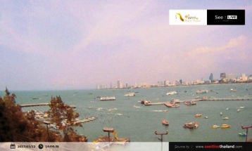 Фото, сохраненное с вебкамеры: вид на залив со смотровой площадки PATTAYA City Sign